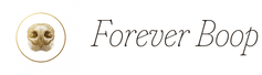 Forever Boop logo, gold nose print in a ring beside the Forever Boop wordmark